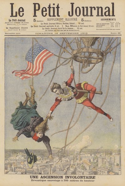 En ufrivillig oppstigning (fargelitografi) av French School