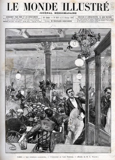 Anarkistiske angrep i Paris i februar 1894. Eksplosjonen på Terminus Cafe. «Den illustrerte verden» av 17. februar av French School