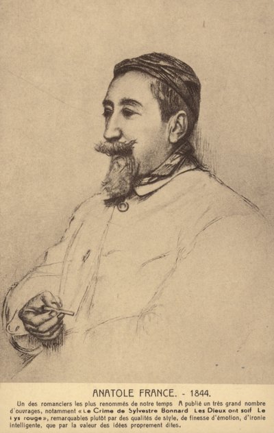Anatole France (1844–1924), fransk poet, journalist og romanforfatter (litografi) av French School