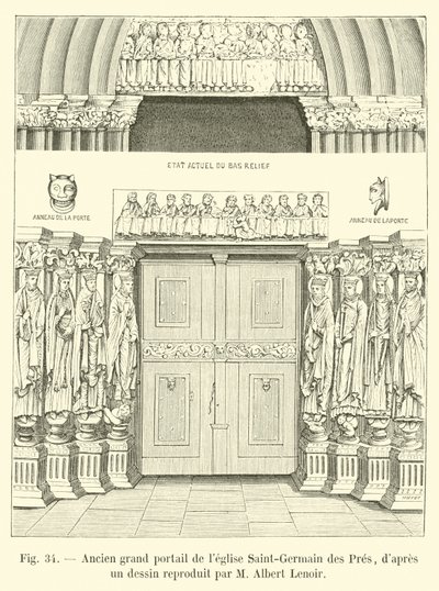 Tidligere stor portal til Saint-Germain des Pres-kirken, fra en tegning gjengitt av M Albert Lenoir av French School