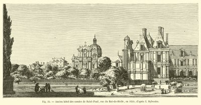 Tidligere hotell for grevene av Saint-Paul, rue du Roi-de-Sicile, i 1650; etter I Sylvester av French School