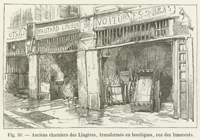 Tidligere Lingeres massegrav, omgjort til butikker, rue des Innocents av French School