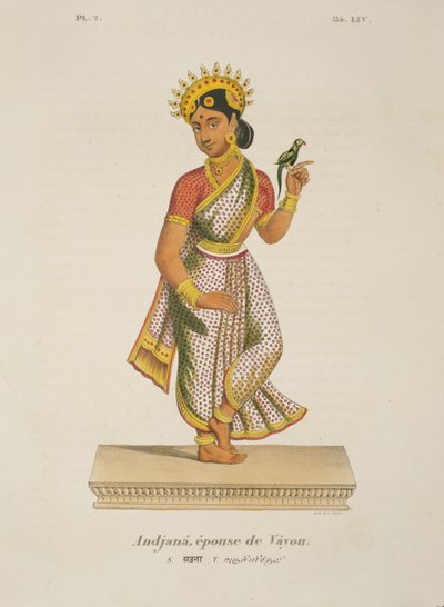 Andjana, kone til Vayu gravert av C. de Motte (1785-1836) av French School