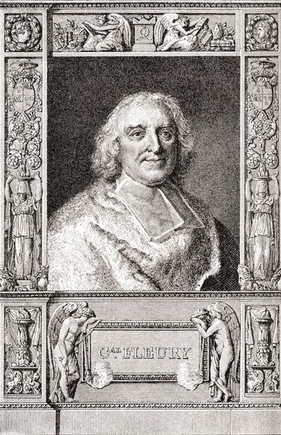André-Hercule de Fleury, biskop av Fréjus, 1653 1743. Fransk kardinal og sjefsminister for Ludvig XV. Fra Les Heures Libres utgitt 1908. av French School