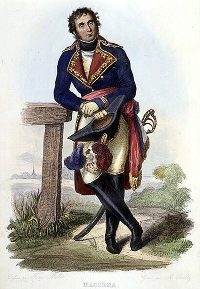 Andre Massena (1758-1817), marechal av Frankrike, hertug av Rivoli. i Ed. Mennechet, "" Le Plutarque francais "" av French School