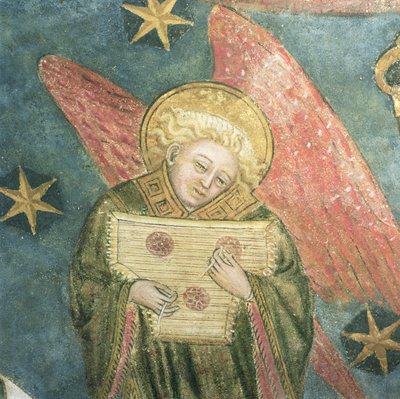 Engelmusiker som spiller et psalteri, detalj fra kryptens hvelv av French School