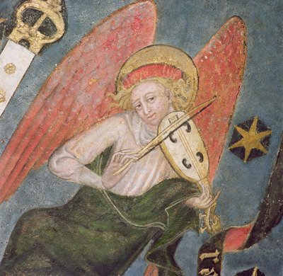 Englemusiker spiller en fiol, detalj fra kryptens hvelv av French School