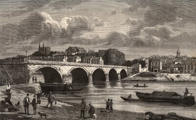 Angers - Maine-et-Loire i regionen Pays de la Loire - gravering i "Frankrike illustree: geografi, historie, statistisk administrasjon" av V.-A. Malt-brun. 1884 av French School