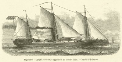 Angleterre, Royal-Sovereign, application du systeme Coles (gravering) av French School