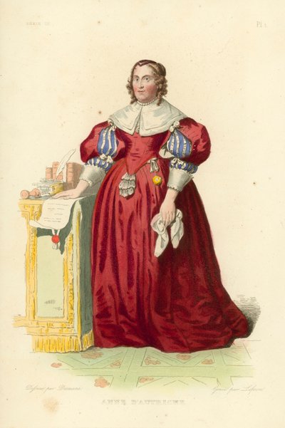 Anne av Østerrike (farget gravering) av French School