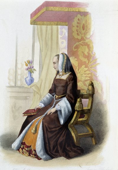 Anne av Bretagne, hertuginne av Bretagne (1477-1514) - i «Den franske Plutarch»», av Mennechet, Paris av French School