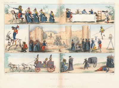 Antropomorfe hunder og aper (farget gravering) av French School