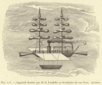 Fly designet av de la Landelle på forsiden av boken hans: Aviation (gravering) av French School