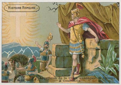 Åpenbaring av korset kunngjorde seier til Konstantin i slaget ved Milvian Bridge, 312 av French School
