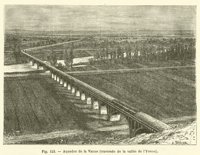 Vanne-akvedukten, krysser Yonne-dalen (gravering) av French School