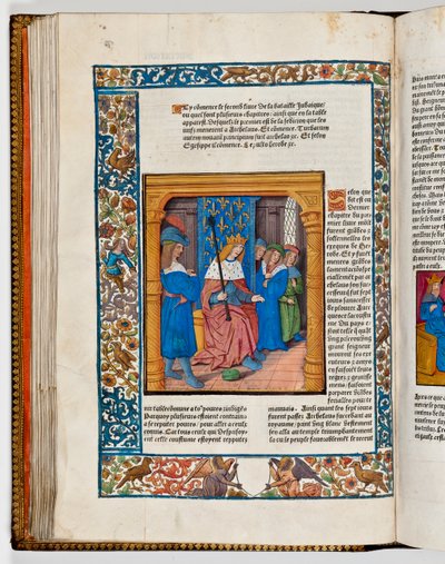 Archelaus on the throne after the death of his father Herod the Great, 4 BC (hand-coloured print) av French School
