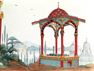 Arkitektonisk skisse i Tyrkia, slutten av 1800-tallet (penn og blekk og farge på papir) av French School