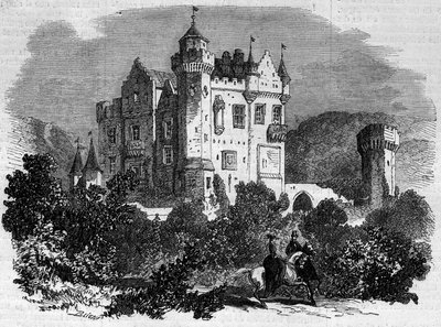 Arkitektur: utvendig utsikt over Abbotsford Castle (1824), der forfatteren Walter Scott bodde. Skottland av French School