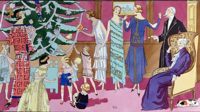 Rundt juletreet, motetallerken fra magasinet Art Gout Beaute, desember 1923 av French School