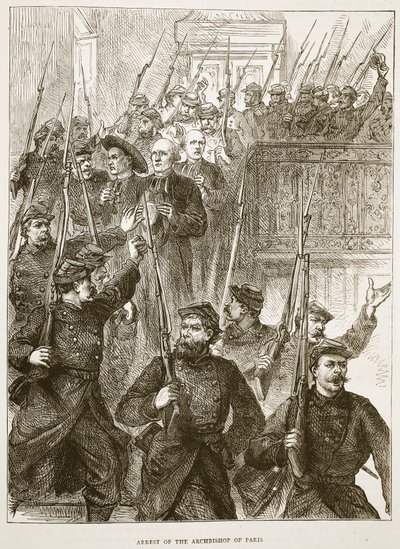 Arrestasjon av erkebiskopen av Paris, mars 1871, illustrasjon fra Cassells historie om krigen mellom Frankrike og Tyskland, 1870-1871 av French School