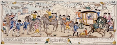 Arrestasjon av kongen og hans familie i Varennes 22. juni 1791 av French School