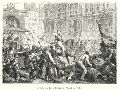 Ankomst av hertugen av Orleans på Hotel de Ville (gravering) av French School