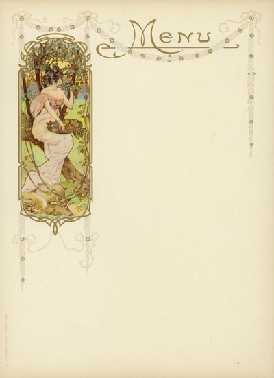 Art Nouveau-design for en meny av French School