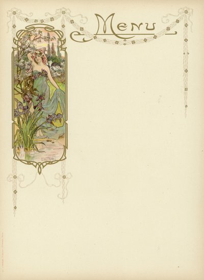 Art Nouveau-design for en meny av French School