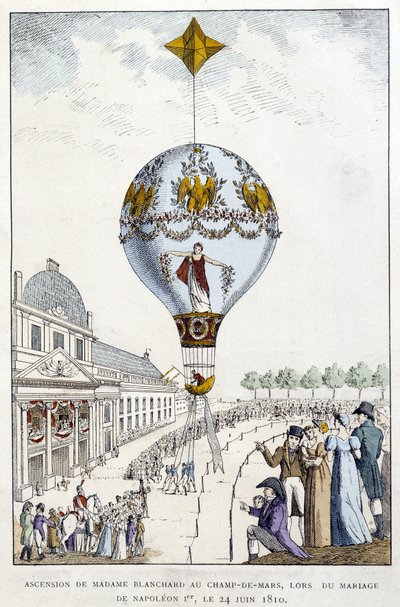 Madame de Blanchards himmelfart til Champs-de-Mars, ved bryllupet til Napoleon 1., 24. juni av French School