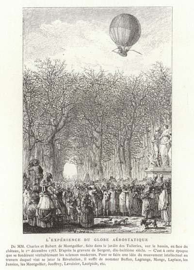 Ascent of the Montgolfier Brothers Aerostatic Globe, Paris, 1. desember 1783 av French School