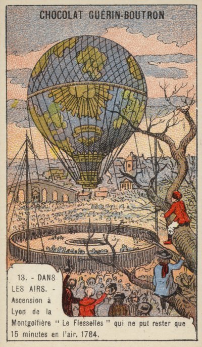 Oppstigning av ballongen Le Flesselles, Lyon, Frankrike av French School