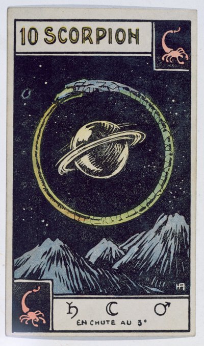Astrologisk tarotkort som viser Skorpionen av French School