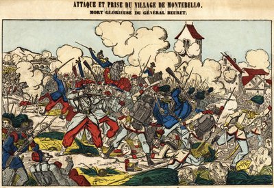 Attack and capture of the village of Montebello, the glorious death of General Beuret in 1859. Picture of Epinal av French School