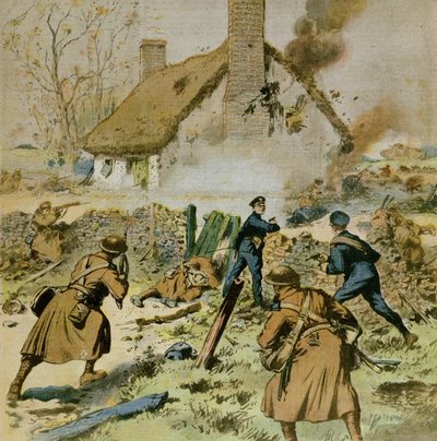 Angrep fra politi og britiske tropper på en gård okkupert av Sinn-Fein, forside av Le Petit Journal, 5. desember 1910 av French School