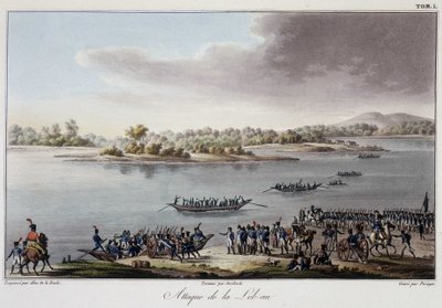 Angrep av Lobau i 1809 - i "Historisk sammendrag av krigen mellom Frankrike og Østerrike i 1809" av French School