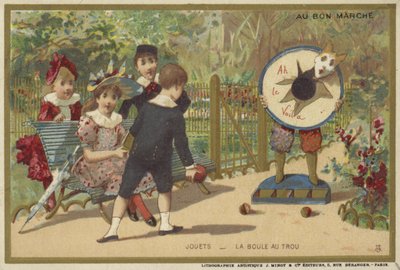 Au Bon Marche-kort med barnespill av French School