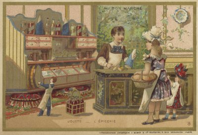 Au Bon Marche-kort med barnespill av French School
