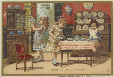 Au Bon Marche-kort med barnespill av French School