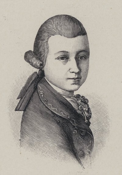 Den østerrikske komponisten Wolfgang Amadeus Mozart i en alder av fjorten år av French School