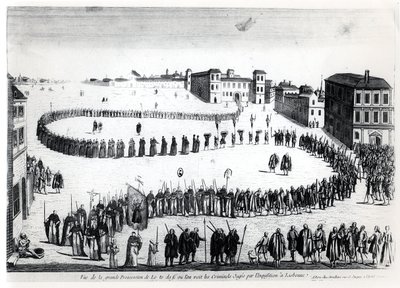 Auto da Fe in Lissabon, Mitte 18. Jahrhundert von French School