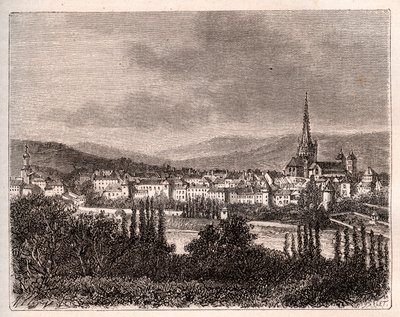 Autun - departementet Saone-et-Loire - gravering i "La France illustrée: geografi, historie, statistisk administrasjon" av VA Malt-Brown. 1884 av French School