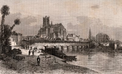 Auxerre - Bourgogne-Franche-Comte - gravering i "La France illustrée: geografi, historie, statistisk administrasjon" av VA Malt-Brown. 1884 av French School