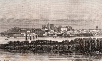 Avignon i Vaucluse - gravering i "La France illustrée: geografi, historie, statistisk administrasjon" av V.A. Malt-Brown. 1884 av French School