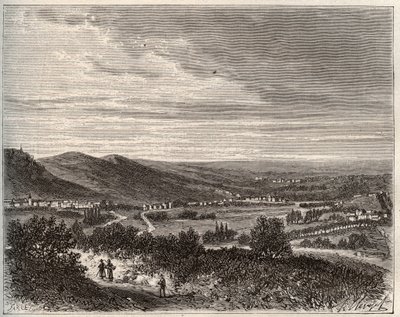 Ay et la montagne de Reims - avdeling av Marne - gravering i "La France illustree: geografi, historie, statistisk administrasjon" av V.A. Malt-brun. 1884 av French School