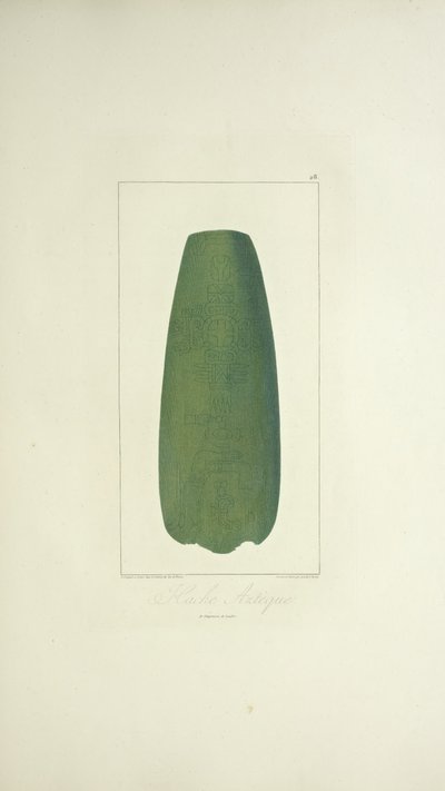 Aztec Axe, illustrasjon fra 'Views of the Cordilleras and Monuments of the Native Peoples of America' av Alexander von Humboldt og Aime Bonpland av French School