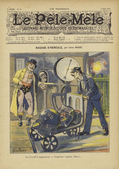 Herkules bagasje. Illustrasjon for Le Pele-Mele av French School