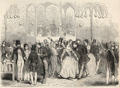 Bal Mabille (dans- og fornøyelsesetablissement, avenue Montaigne, Paris) Gravering i "Tableau-de-Paris" av Edmond Texier 1852 av French School