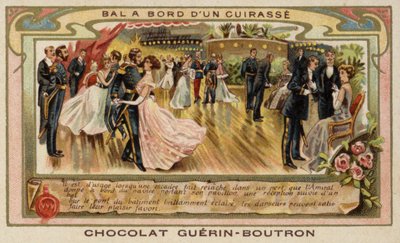 Ball om bord på et krigsskip (chromolitho) av French School
