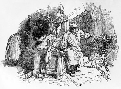 Ballader av Francois Villon "Santa Claus, who plants the vine", Pelletan-utgaven, 1896 av French School