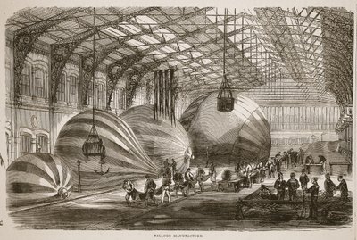 Ballongfabrikk, illustrasjon fra Cassells historie om krigen mellom Frankrike og Tyskland, 1870-1871 av French School